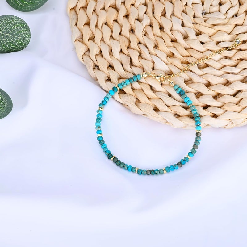 Wremily Natural Stone Beaded Anklets Bracelets for Women Handmade Beaded Anklet Bracelet Waterproof Boho Beads Ankle Bracelet Adjustable Summer Jewelry - Image 5
